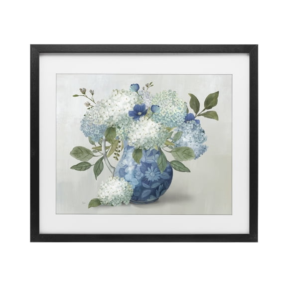 Stupell Industries Traditional Ornate Vase with Hydrangeas Black Framed Print Under Glass, 16 x 13, by Nan