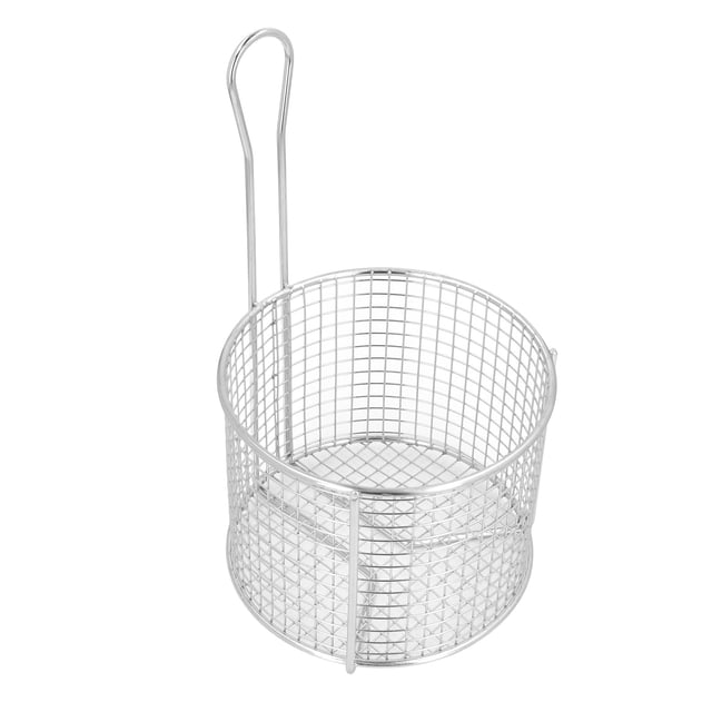 Panier à Frire en Acier Inoxydable 304, Panier à Frire Rond avec Poignée pour Servir les Aliments, Adapté à Divers Environnements de Cuisson