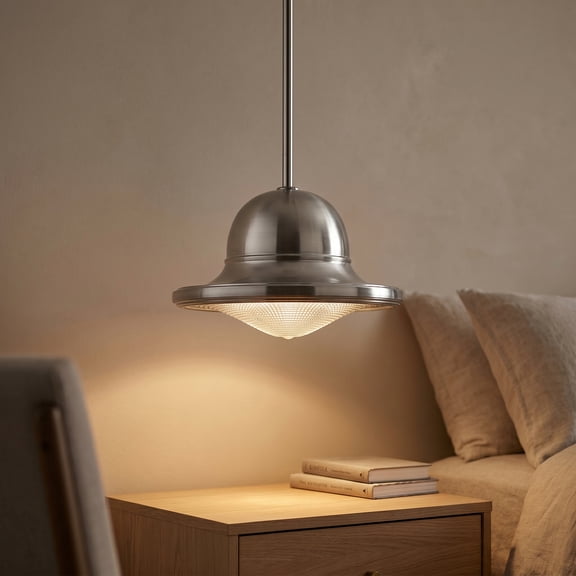Elk Home Urbano 13-Inch Mini Pendant in Brushed Nickel, Art Deco Style