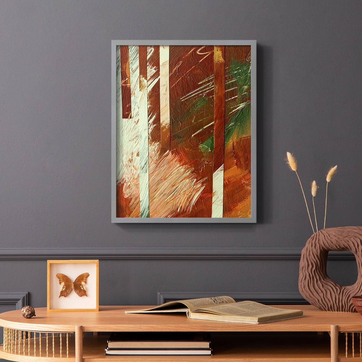 Wheaten II Framed Print in Gray Solid Wood 22 x 28 Framed Print