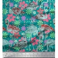 thumbnail image 1 of Soimoi Poly Georgette Fabric Floral & Flamingo Bird Print Sewing Fabric Yard 42 Inch Wide, 1 of 4