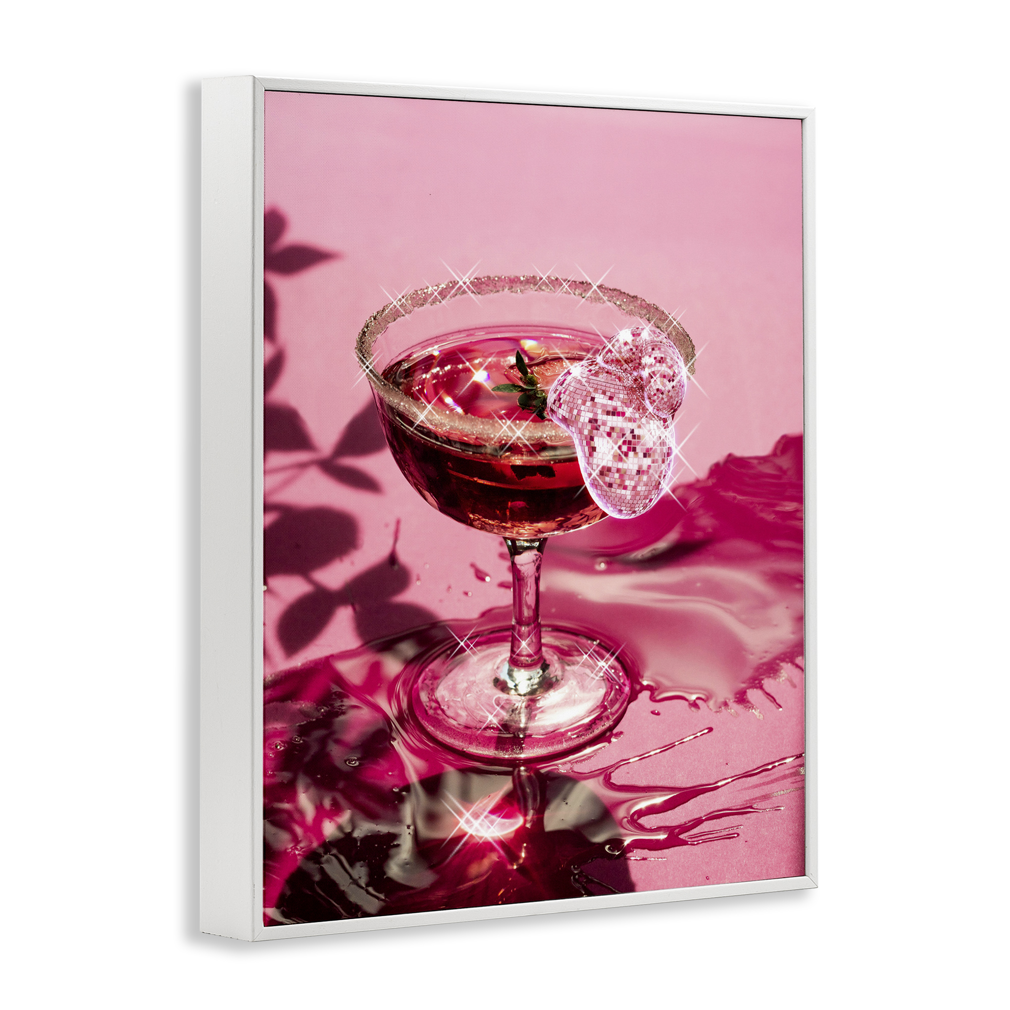 Stupell Industries Pink Glimmering Drink Food & Beverage Painting White Framed Art Print Wall Art, 24 x 30