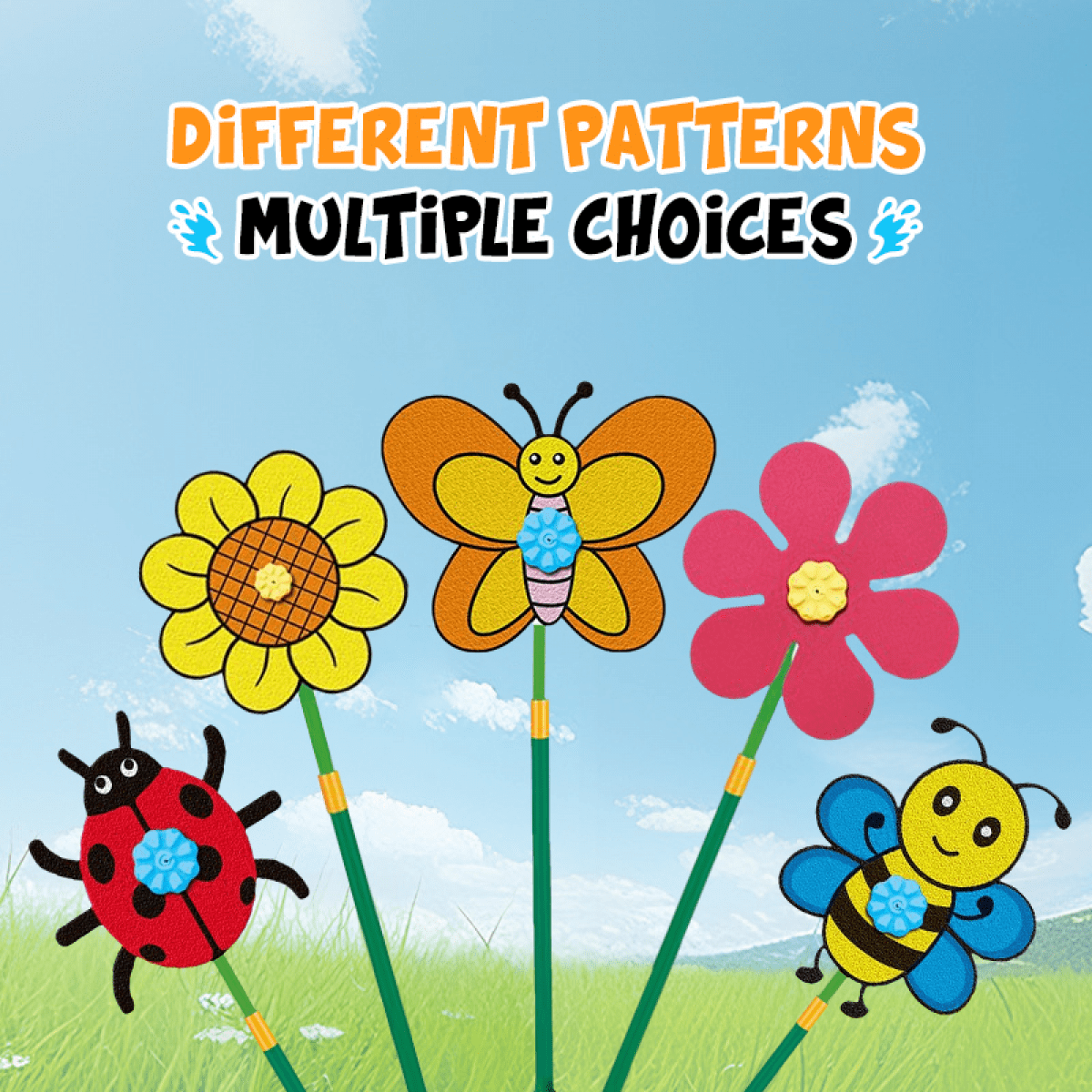 Flower Sprinkler Crazy Dancing Daisy, Rotating Water Spray Garden Lawn Sprinkler for Yard with Random Insect Design