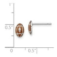 thumbnail image 4 of Auriga Fine Jewelry 925 Sterling Silver Rhodium-plated Brown Enameled Football Mini Post Stud Earrings for Women, 4 of 6
