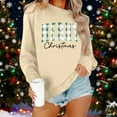 thumbnail image 2 of Women Merry Christmas Sweatshirts Plaid Letter Print Crewneck Tunic Tops Long Sleeve Xmas Holiday Party Pullover, 2 of 4