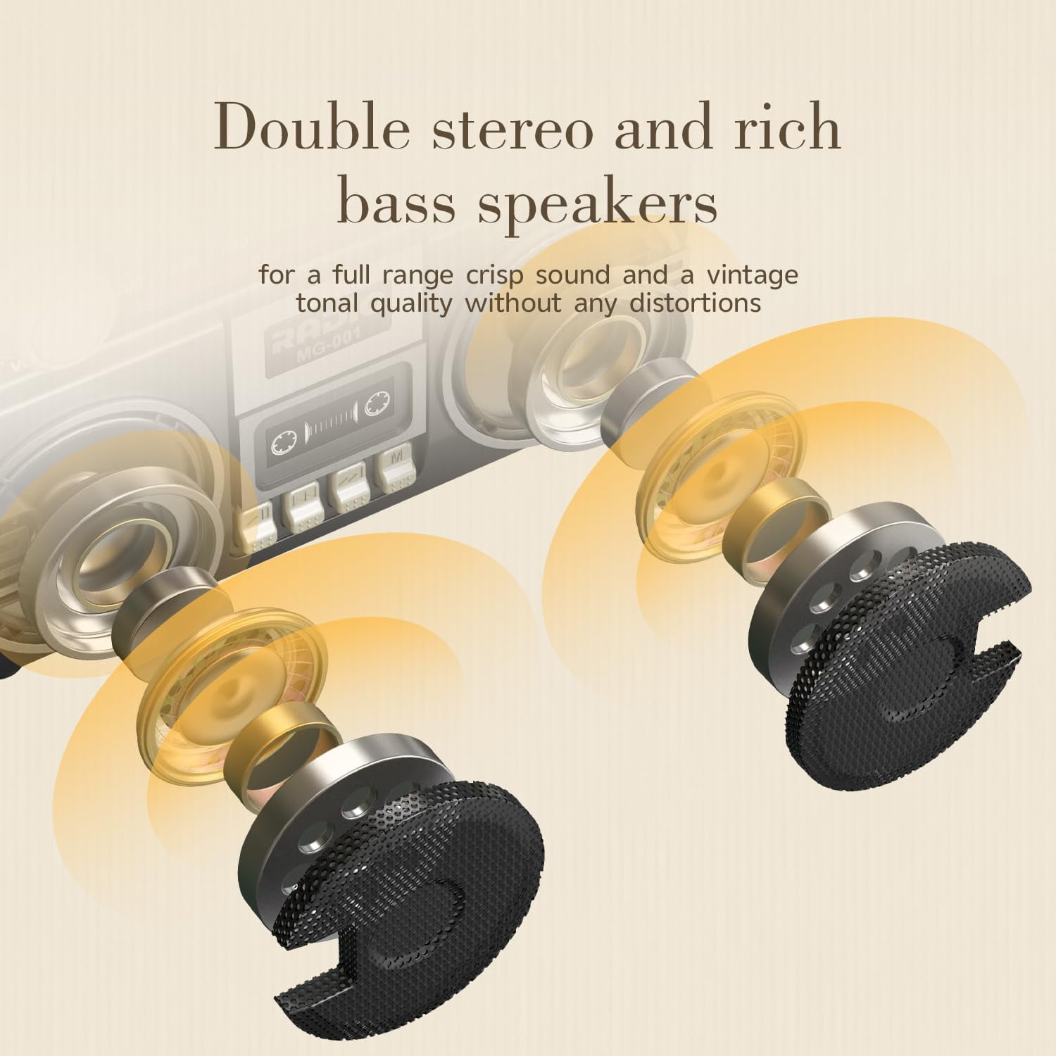 Portable AM/FM Radio with Dual Speakers, USB-C Rechargeable Retro Radio, Transistor Radios with Excellent Reception, Easy-to-Use Large Knob, Portable AM/FM Radios for Seniors at Home and Outdoors