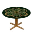 thumbnail image 3 of Nawypu Three Leaf Grass Green Gold Aesthetics Table Cover for Round Tables - 36in, 44in, 48in, 52in, 60in, 70in White, 3 of 7