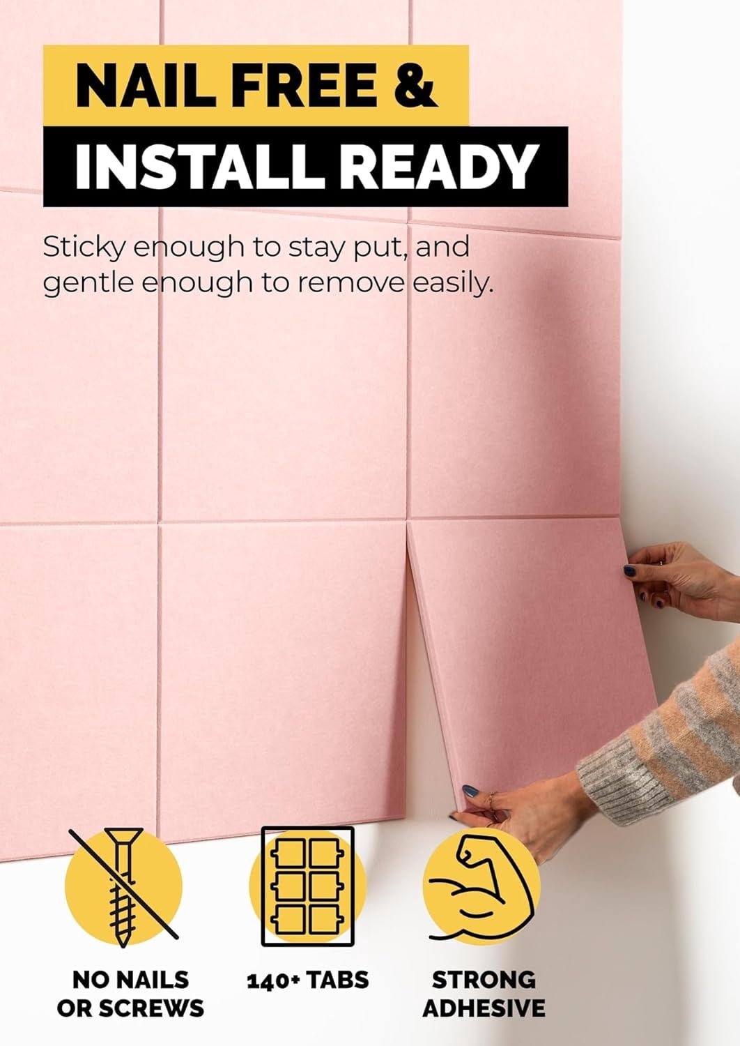 Vision Board - Cork Board for Walls, 59" x 36" | 15 Pack | Cork Board Tiles, Felt Bulletin Board, Large Corkboard, Cork Panel for Office, Felt wall Panels, Cork Panels, Corkboard Roll (Pink)