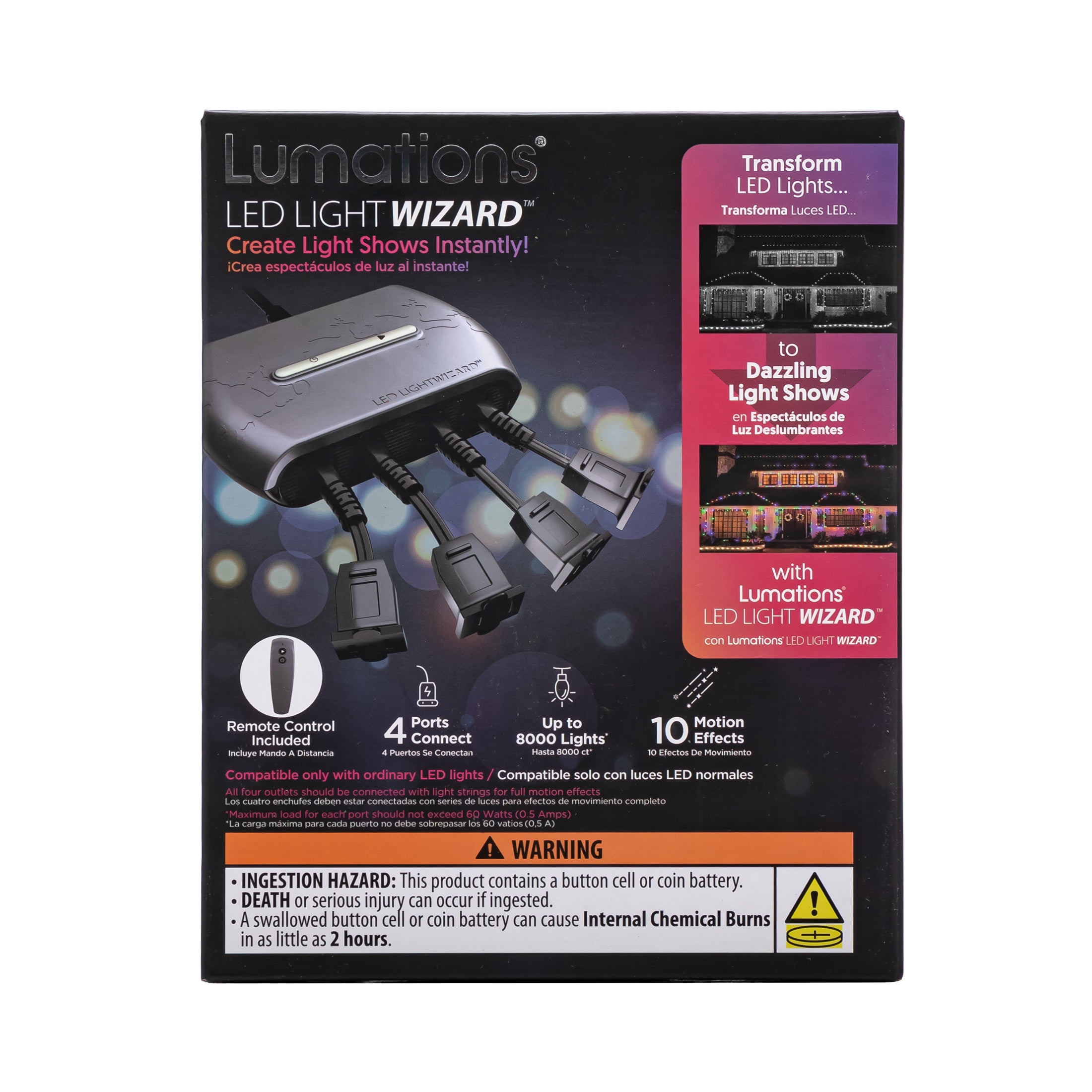 Christmas Light Set Accessories with 4 Port Connect Ordinary LED Lights, with Remote Controller, Lumations