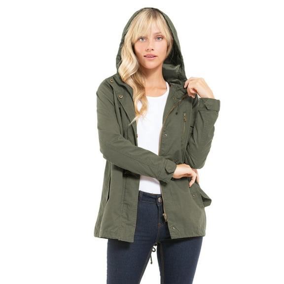 Made by Olivia Women's Military Anorak Safari Hoodie Jacket