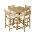 thumbnail image 2 of Christopher Knight Home 5 Pieces Patio Bar Set, 4 Bar Stools and Square Table, Wood Frames with Woven Backs, Beige, 2 of 13