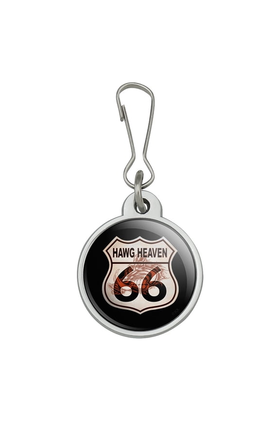 Hawg Heaven Route 66 Highway Hog Biker Motorcycle Jacket Handbag Purse Luggage Backpack Zipper Pull Charm