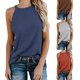 thumbnail image 2 of Playeras,Blusas y Tops,Ropa para Mujer Lindo camisetas sin mangas para las mujeres Chaleco pequeño de punto de Color sólido con cuello colgante suelto transpirable de moda (Blue, XL), 2 of 5