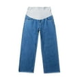 thumbnail image 5 of Bovxnpu Maternity Clothes For Women, Women's Maternity Jeans Over Belly Wide Leg Denim Pants, Solid Color Elastic Waist Pockets Full Length Pants Jeans XXL, 5 of 5