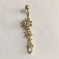 thumbnail image 4 of Floral Rhinestone Dangle Navel Ring Women Belly Button Body Piercing Jewelry, 4 of 8