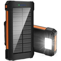 20000mAh Solar Power Charger Outdoor Waterproof Dual USB Portable Battery Charger with LED Light for Phone, Pad, Android, Camera Orange