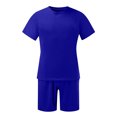 thumbnail image 2 of PEASKJP Mens' Short Sets Men's Outfit 2 Piece Tracksuit Short Sleeve Shirt and Drawstring Waist Pants with Pockets (Blue,4XL), 2 of 4