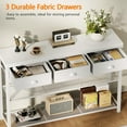 thumbnail image 4 of Furologee White Entryway Table, 38'' Console Sofa Table with 3 Fabric Drawers, Industrial Entry Way Table with Storage Shelves, Display Shelf for Living Room, Hallway, Entrance, Foyer, 4 of 9