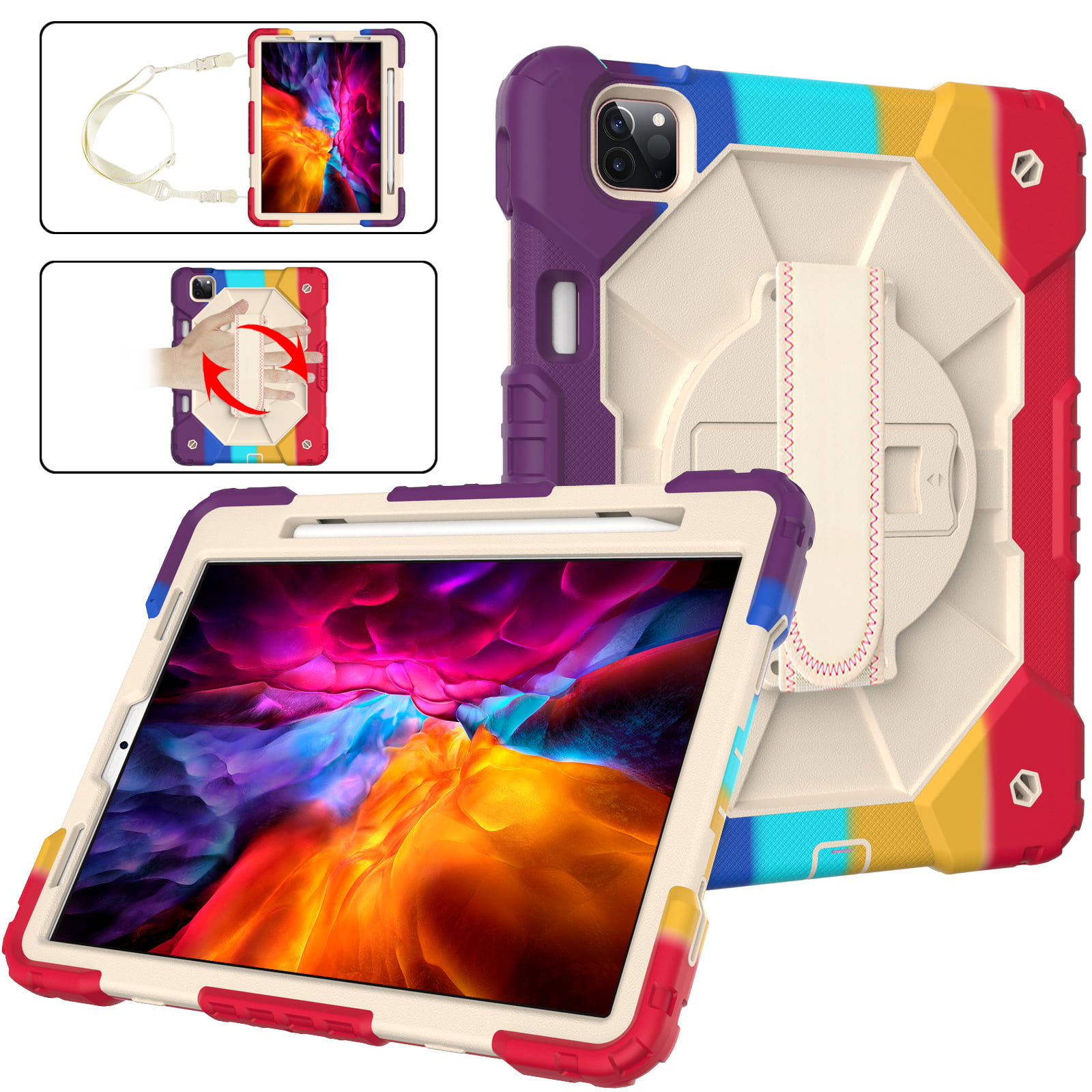 Versterken Immuniseren Maak het zwaar iPad Air 4th Generation Case for Kids,iPad Pro 11 Inch Case,Colorful Cute  Heavy Duty Shockproof Kids Case Rugged Silicone Cover with Pencil Holder  Hand Strap Stand Shoulder Strap,Color Blue - Walmart.com