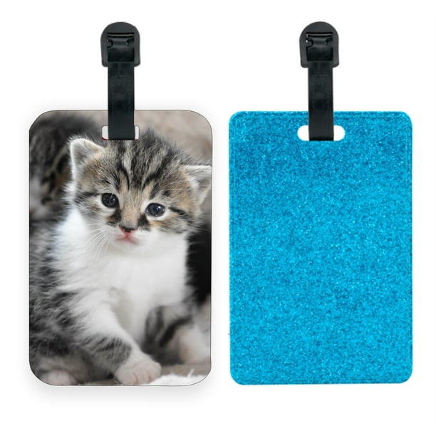 Blue Glitter Luggage Tag Identifier Luggage Tag Cat Adorable Kitten