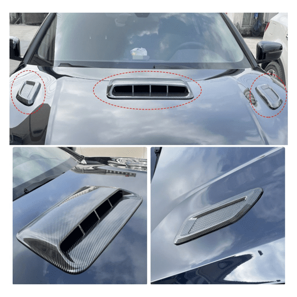 Universal Car Air Flow Intake Hood Scoop Vent – Silver Plastic Bonnet Cover Trim