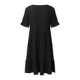 thumbnail image 6 of Summer Dress Women's Casual T Shirt Dress Short Sleeve V Neck Midi Dress A Line Beach Dress Large Sizes Tunic Dresses Knee Length Casual Dresses, 6 of 7