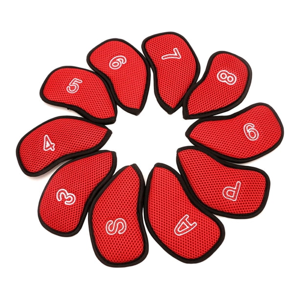 Juego de cubiertas de hierro para Golf Meshy 10 piezas / paquete Juego de pieles de cabeza de hierro para rojo