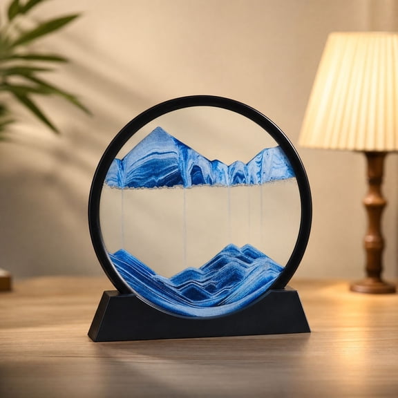 Dynamic Moving Sand Art Picture Hourglass Decor, Plastic Sandscape Ornament for High End Home Decor, Wine Cabinet, Office Desk, Stress Relief and Gift