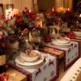 thumbnail image 3 of Chemin de Table de Noël, Flocon de Neige de Noël Elk Chemin de Table Rustique pour Fête d'Anniversaire de Vacances Cuisine Table à Manger Décoration Intérieure, 3 of 7