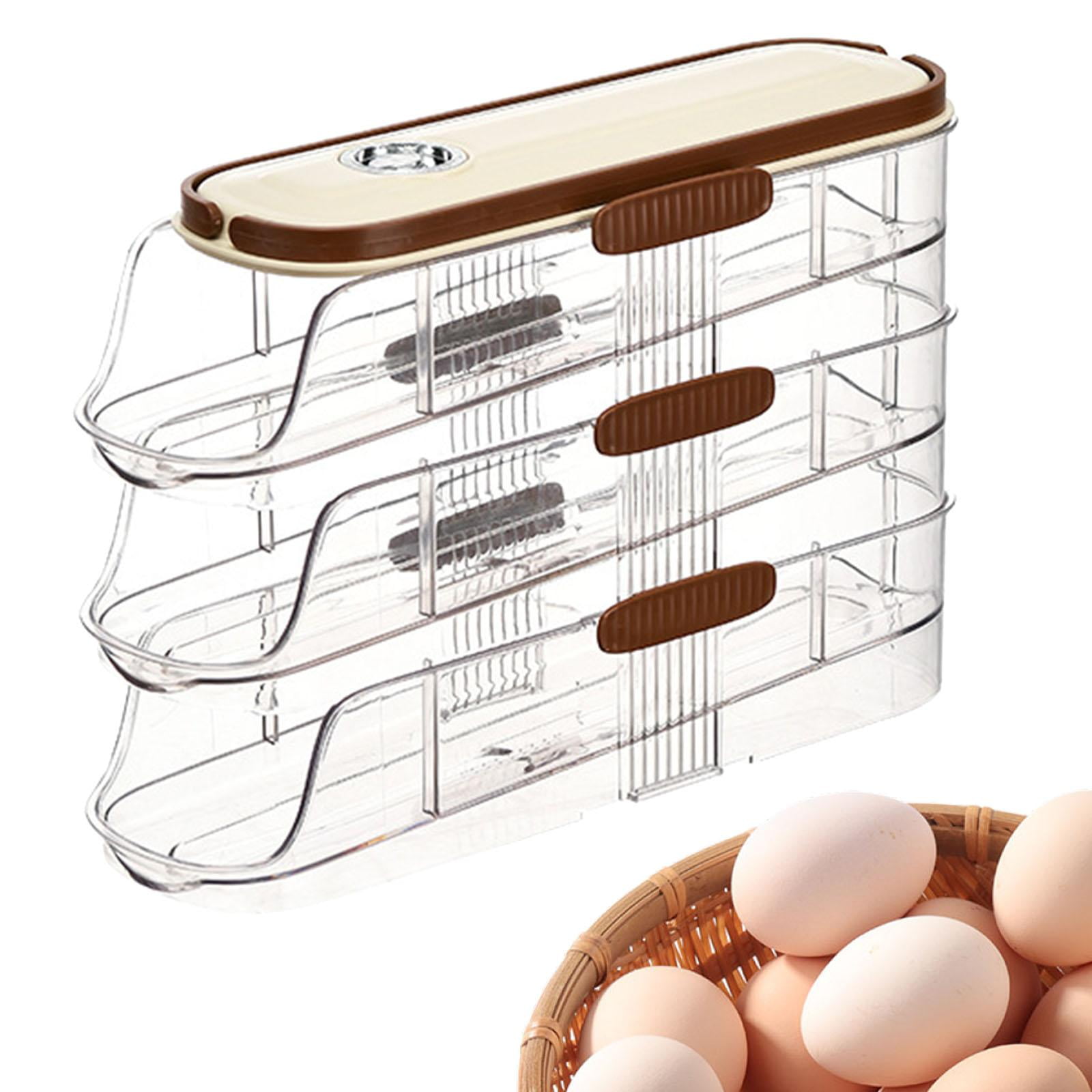 Fiocias Auto Rolling Egg Dispenser Egg Tray Egg Storage Egg Holder for Fridge for Pantry 3 Tiers