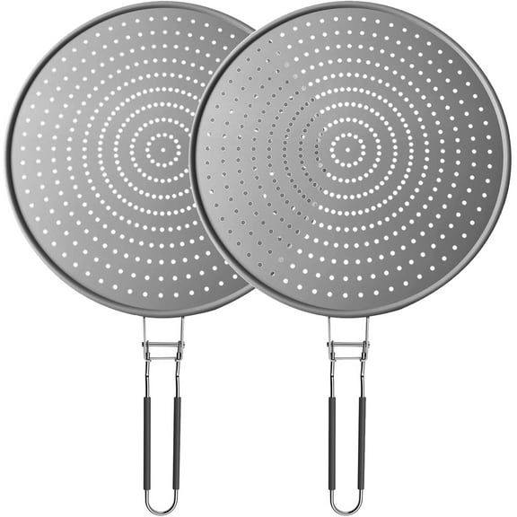 13" Splatter Screen Set of 2, Foldable Grease Splatter Guard Shield for Flying Pan Skillets Cooking