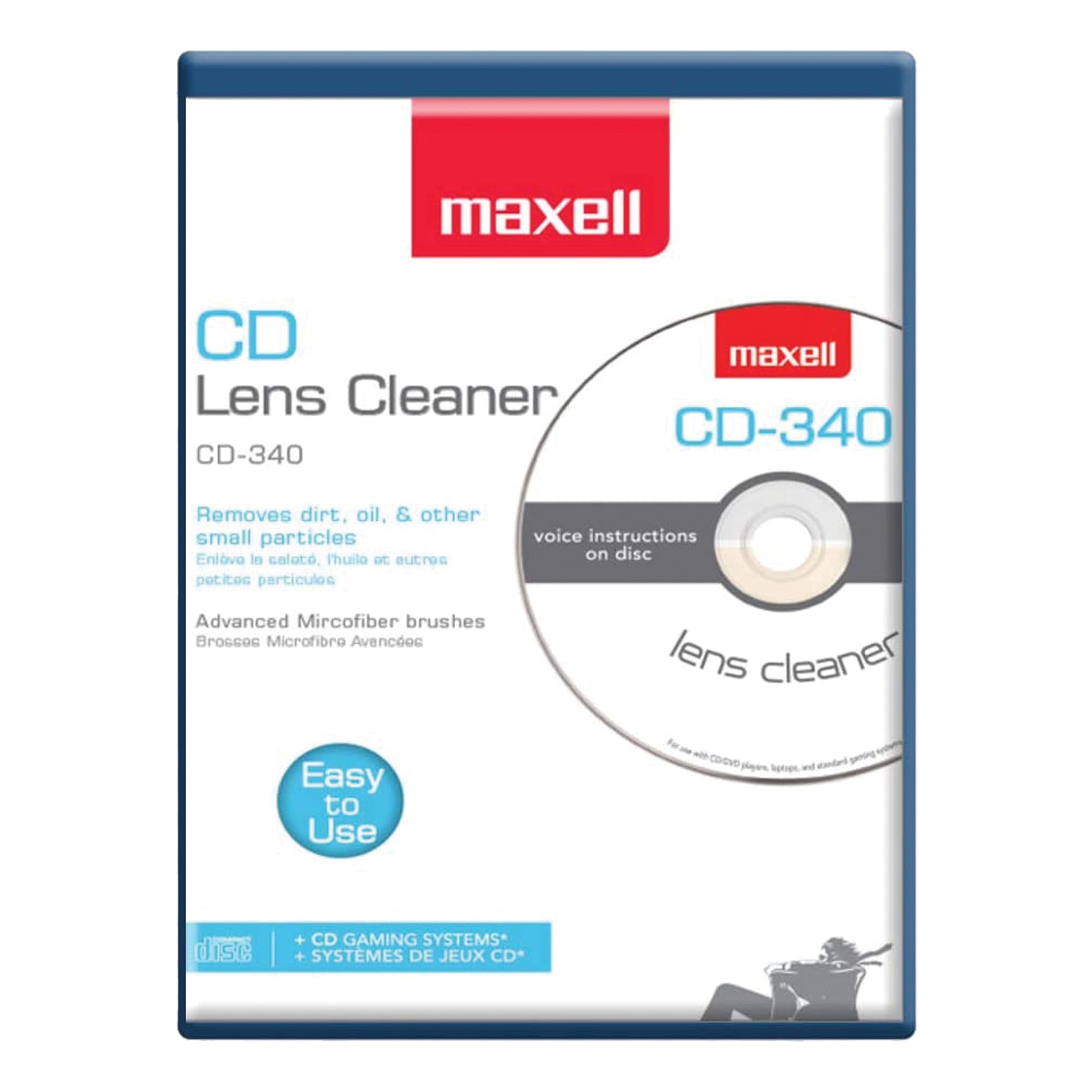 Maxell 190048 Maxl Pro CD/DVD CD-340 Laser Lens Cleaner - Walmart.com