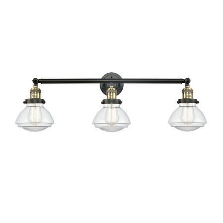 

Innovations 205-BAB-S-G322 Olean 3 Light Bath Vanity Light part of the Franklin Restoration Collection Black Antique Brass