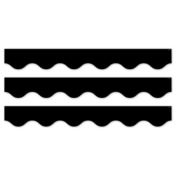 Creative Teaching Press Core Decor Black Wavy EZ Border, Bulletin Board Border, 48 Feet Per Pack, 3 Packs