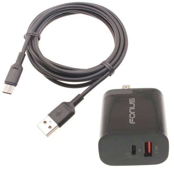 Fast Type-C 36W PD Home Charger for CAT S62 Phone - 6ft Long Cable USB-C Power Cord QC3.0 Adapter Wall AC Plug K6O