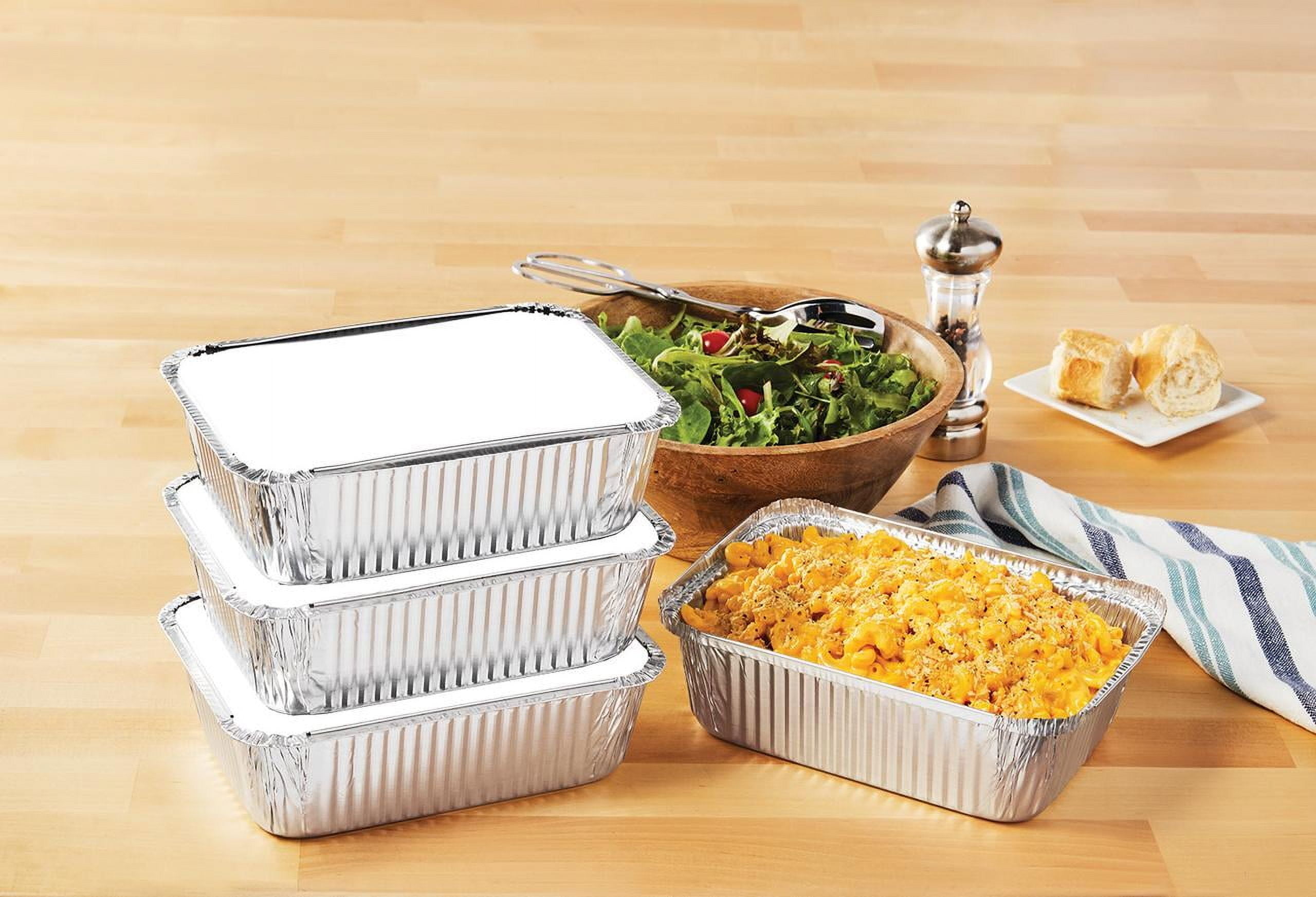 Mainstays 9" x 6.5" Aluminum Pans with Folded Lids, 3 Count