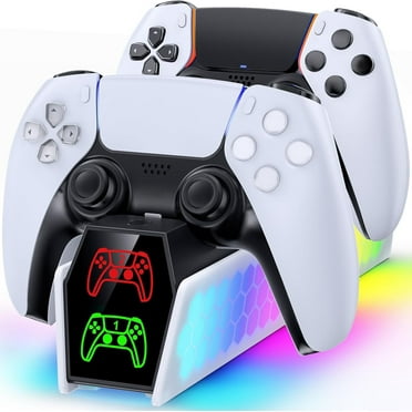 Tokluck Charger Station with Charging Cable for PS5 Controller, White, 2 Count