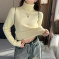 thumbnail image 2 of SELONE Womens Thermal Underwear Knitted Fleece Shirt Turtleneck Long Sleeve Tops Soild Tight Warm Pullover Clothes Yellow, 2 of 6