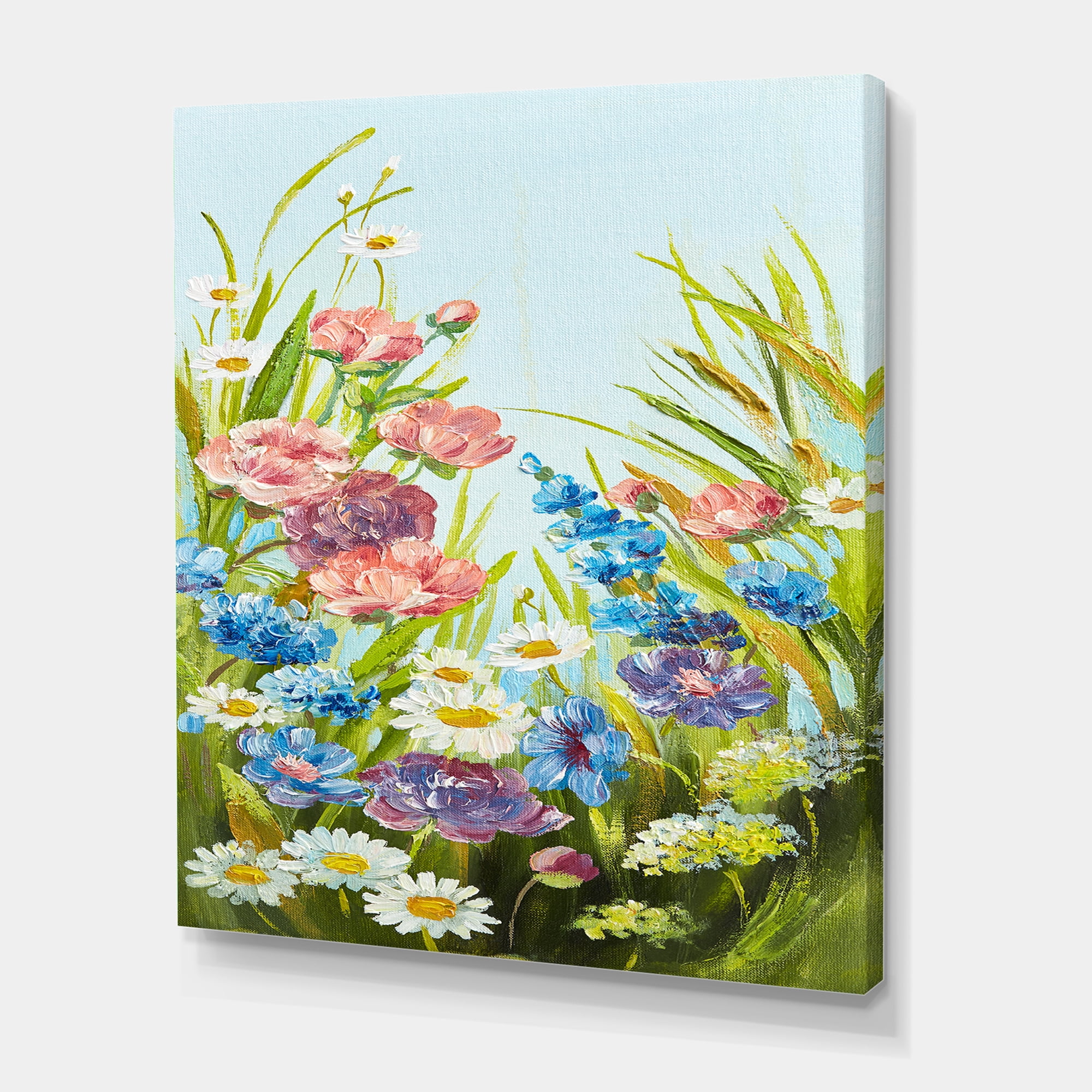 Designart ' Still Life Of Colorful Wildflowers With Leaves III ' Traditional Canvas Wall Art Print