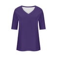 thumbnail image 3 of Womens T Shirts Summer Tops 2025 Solid Color V-Neck Short Sleeve Breathable Casual Basic Tees Tshirts Shirts for Women, 3 of 6