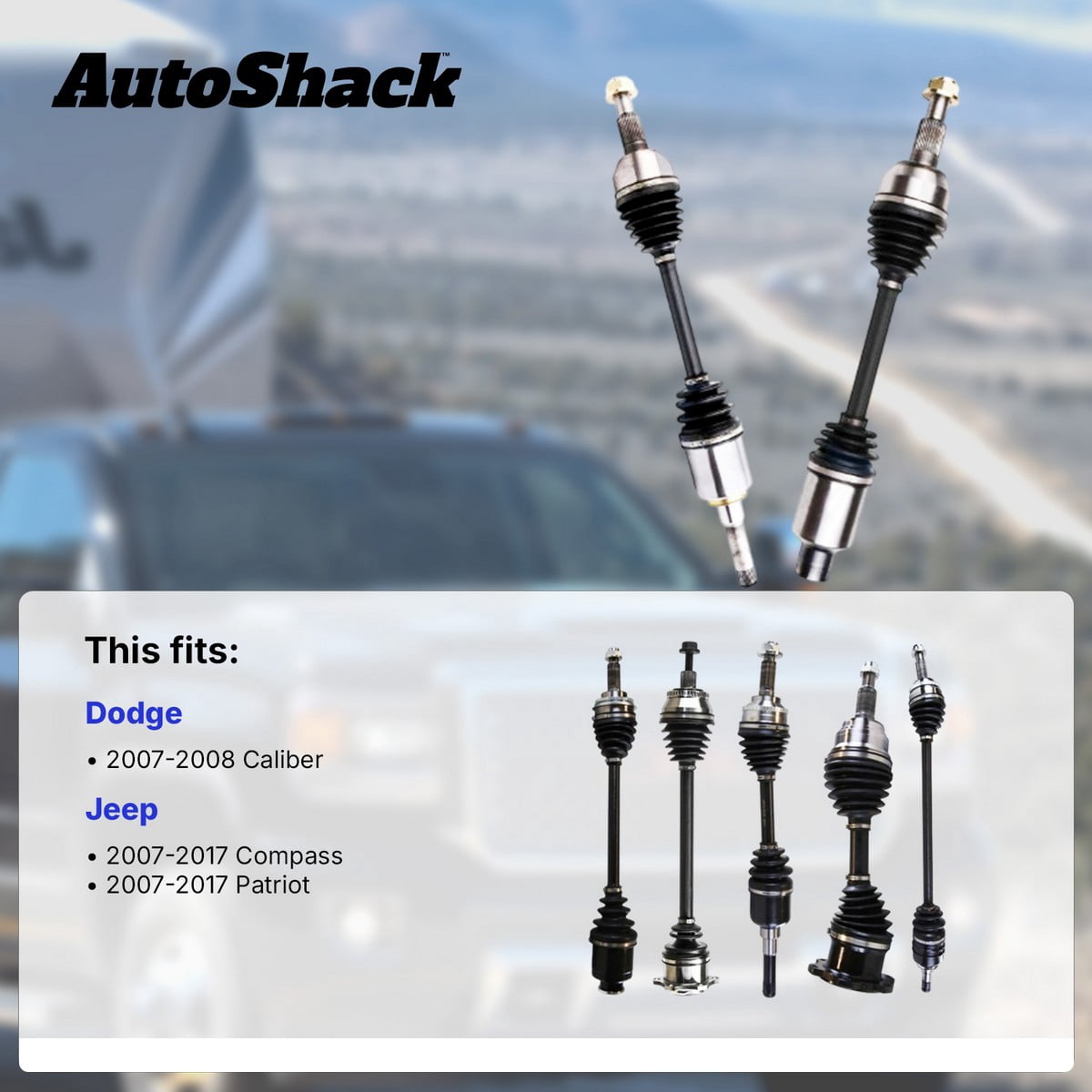AutoShack Rear CV Axle Shaft Assemblies for Jeep & Dodge, Patriot 2007-2017 Compass 2007-2017 Caliber 2007-2008, AWD 4WD L4 2.0L 2.4L, Left and Right, Pair