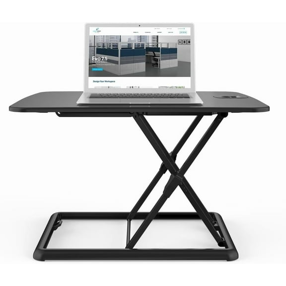 Ultra-Slim Height Adjustable Standing Desk Riser Sit-Stand Compact Desktop Converter for Laptops and Monitors 25.6″ x 17.7″ (Black)