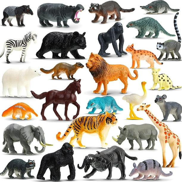 28 Pieces Safari Animals Figures Toys, Vinyl Realistic Jumbo Wild Zoo  Animals Playset Plastic Jungle Forrest Animal Figures 