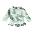 thumbnail image 2 of QJUHUNG Kid Baby Girls One Piece Swimsuit Long Sleeve Zipper Swimwear Ruffle Rashguard Bathing Suits Beachwear, 2 of 7