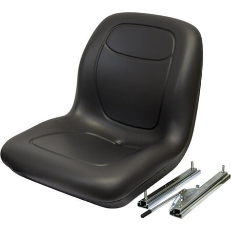 Track Fork Kit - New Black HIGH BACK SEAT w/ Slide Track Kit for Case Forklift Fork Lift Truck by The ROP Shop