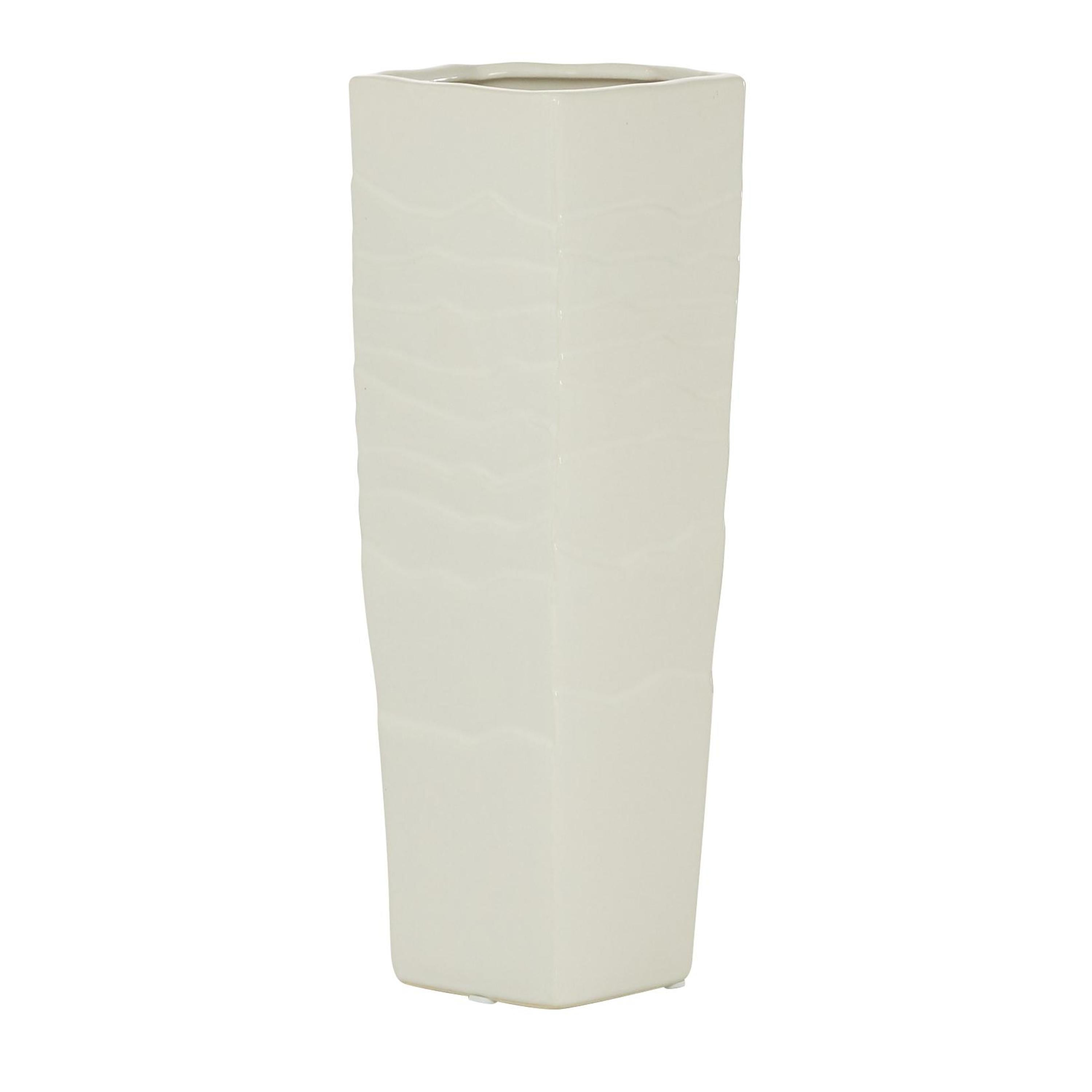 DecMode 13" Textured White Ceramic Vase