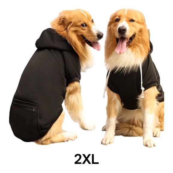 TELOLY Dog Clothes,Warm and Comfortable Dog Jacket,Practical Pocket Comfortable Fit Dog Sweatshirt,Black,Xxl