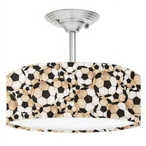 888 Cool Fans DR-0001044 Soccer Balls 2-Light Brushed Nickel Drum Style LED Lamp Fixture