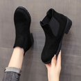thumbnail image 4 of NECHOLOGY Botas Mujer Adulto Femenino Zapatos Botines mujer Moda Otoño Invierno Mujer Botines Tacón bajo Punta redonda Sólido Cuero de gamuza Slip On Casual (B, 7.5), 4 of 7