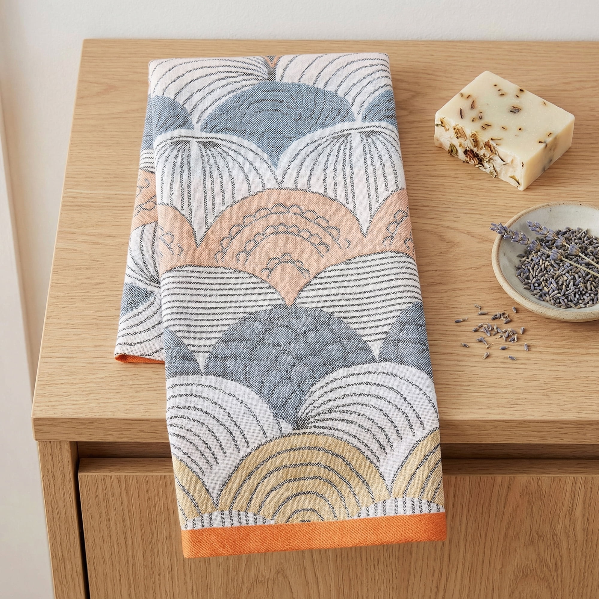 Unique Bargains Boho Cotton Cute Pattern Hand Towel Decorative Blue Orange/Blue 29" x 13"